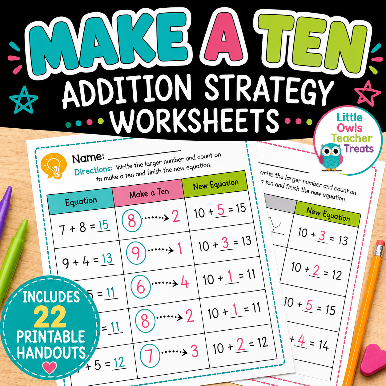 Make a Ten Addition Strategy Worksheets | Make 10 to Add Handouts & Practice