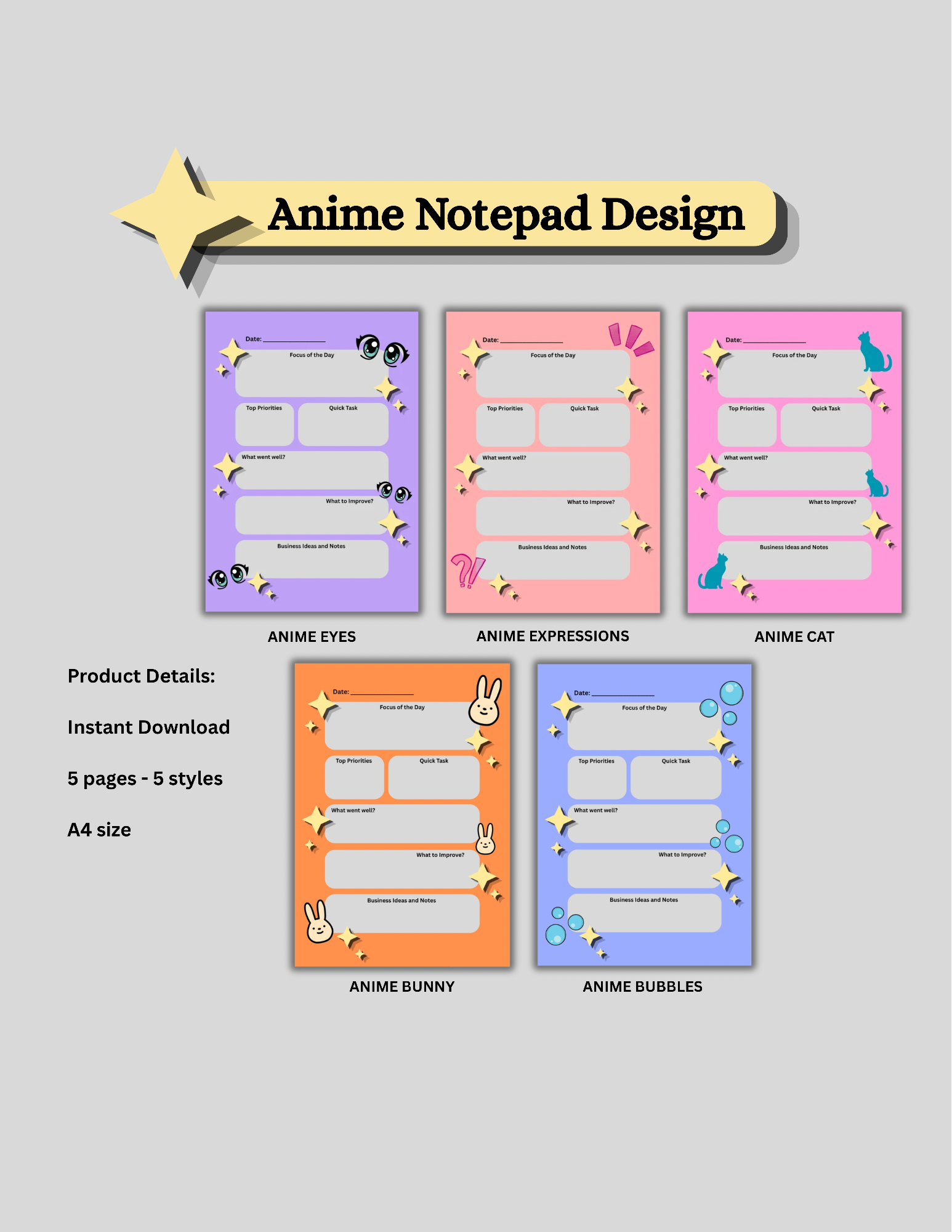 Anime Notepad Designs - Payhip