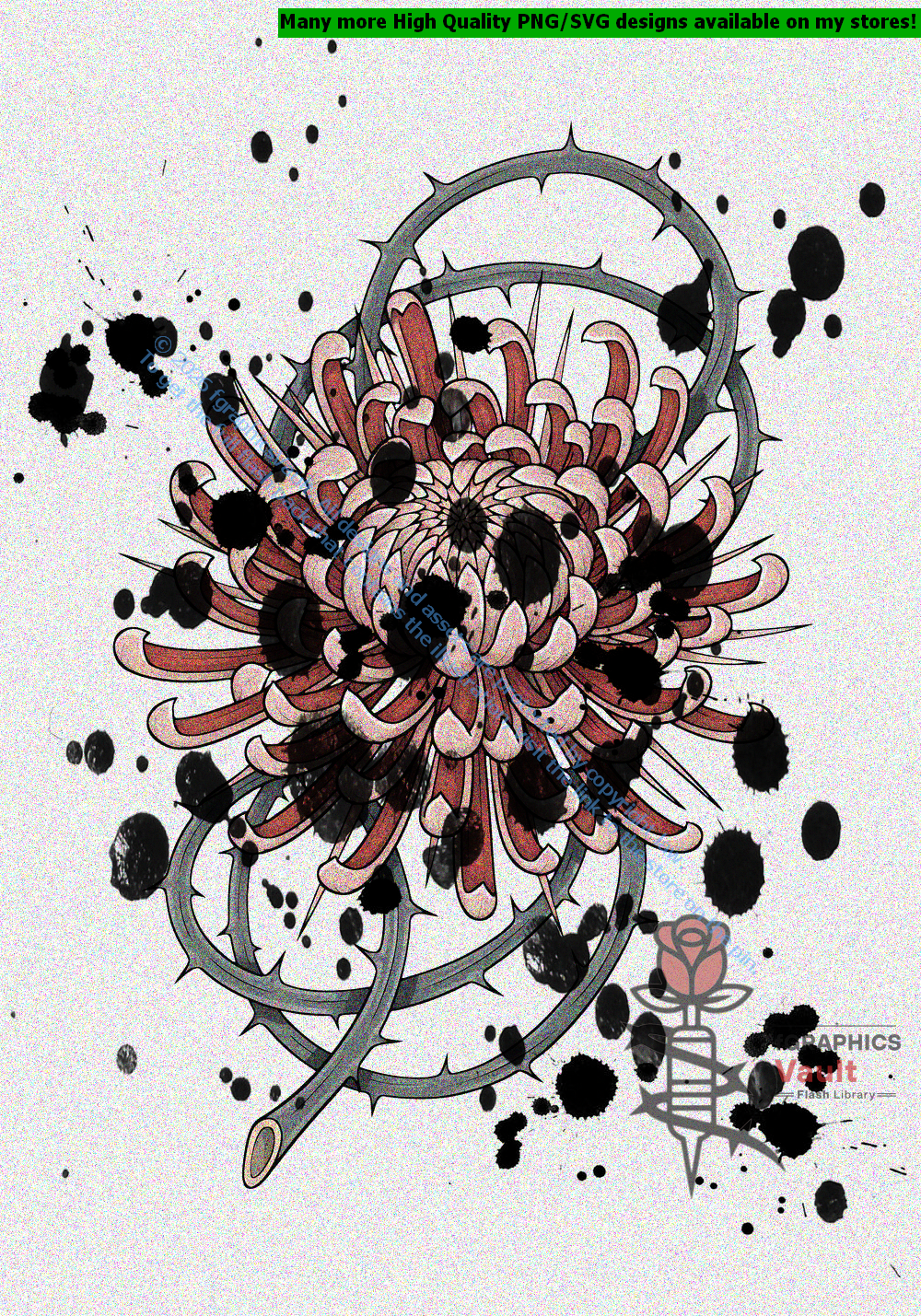 Collection of Japanese Kiku chrysanthemum tattoo flash designs featuring traditional irezumi floral artwork, detailed flower motifs, and tattoo reference illustrations.