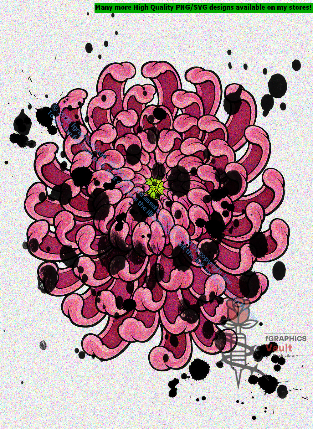 Collection of Japanese Kiku chrysanthemum tattoo flash designs featuring traditional irezumi floral artwork, detailed flower motifs, and tattoo reference illustrations.