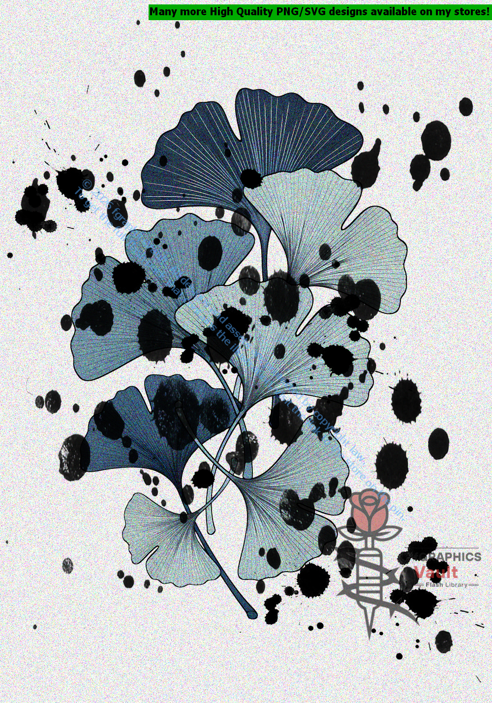 Collection of 42 ginkgo leaf tattoo flash designs featuring traditional Japanese irezumi artwork, botanical motifs, and detailed tattoo reference illustrations.