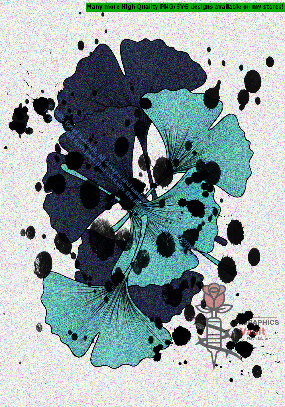 Collection of 42 ginkgo leaf tattoo flash designs featuring traditional Japanese irezumi artwork, botanical motifs, and detailed tattoo reference illustrations.