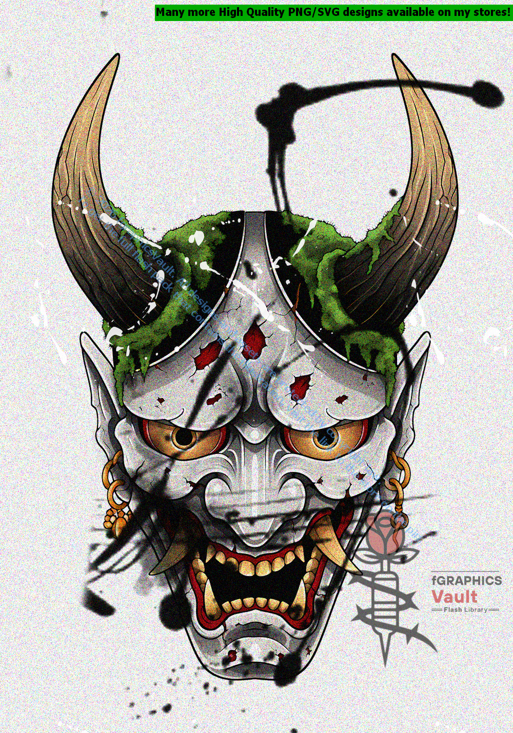 Collection of 19 Oni tattoo flash designs featuring traditional Japanese irezumi artwork, demon motifs, and detailed tattoo reference illustrations.