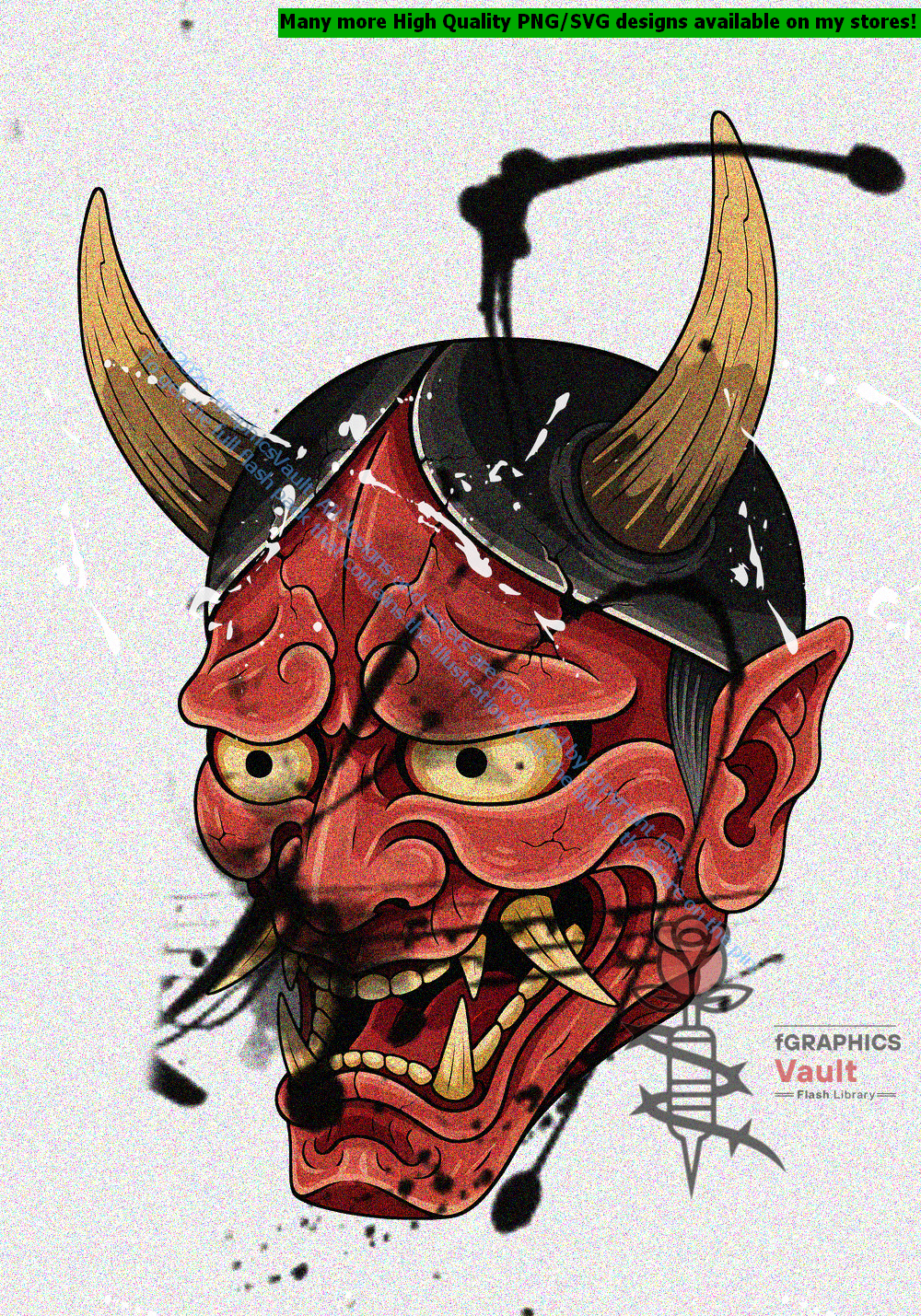 Collection of 19 Oni tattoo flash designs featuring traditional Japanese irezumi artwork, demon motifs, and detailed tattoo reference illustrations.
