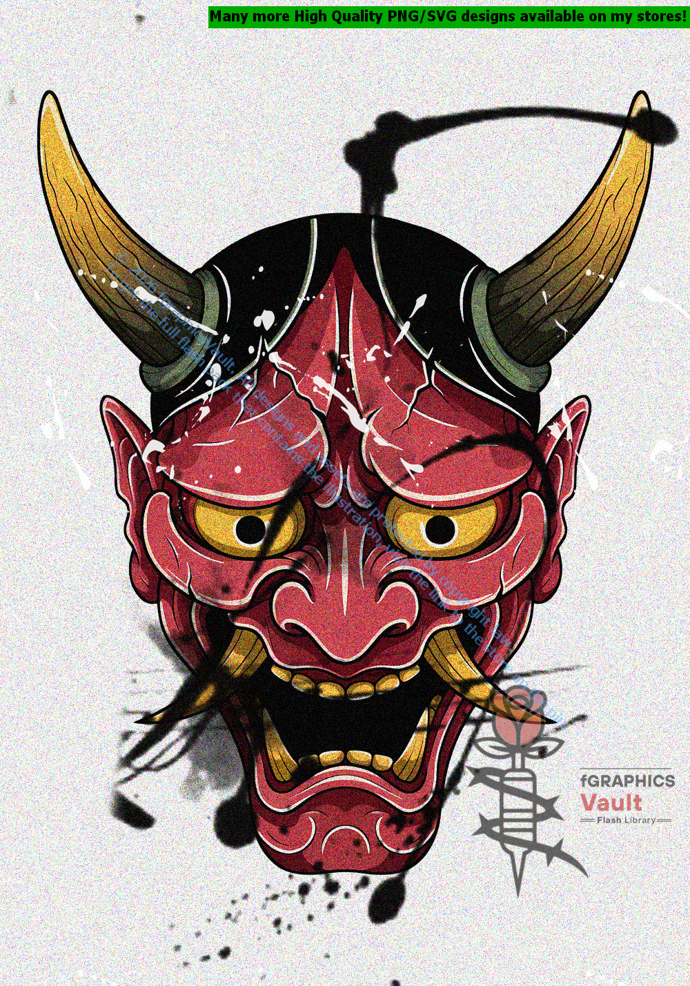 Collection of 19 Oni tattoo flash designs featuring traditional Japanese irezumi artwork, demon motifs, and detailed tattoo reference illustrations.