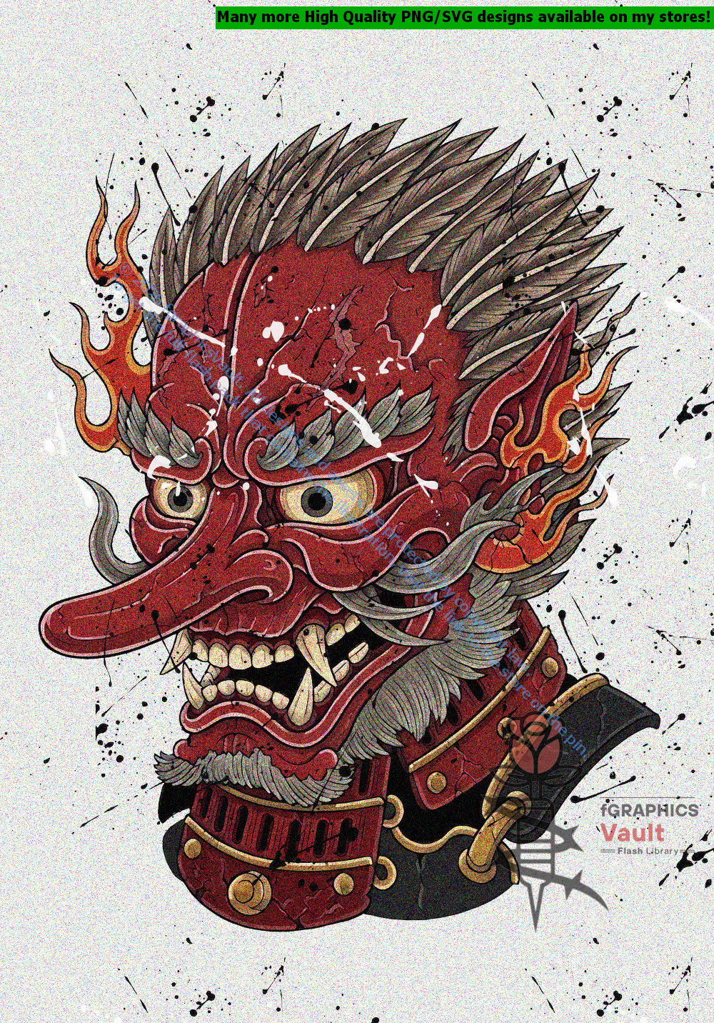 Collection of 34 Tengu tattoo flash motifs featuring traditional Japanese irezumi artwork, mythical yokai characters, and detailed tattoo reference designs.