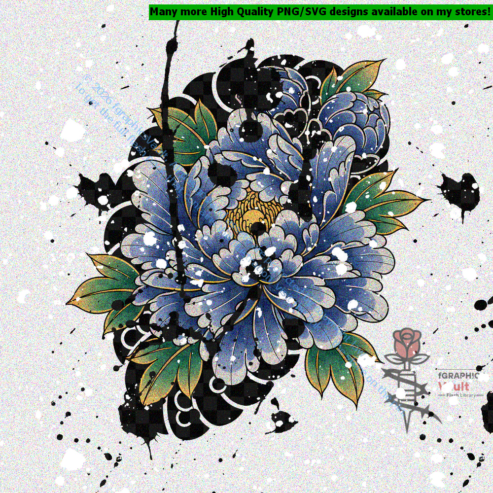 Collection of 83 Japanese peony flower tattoo flash designs featuring traditional irezumi botan motifs, ornamental floral artwork, and tattoo reference illustrations.