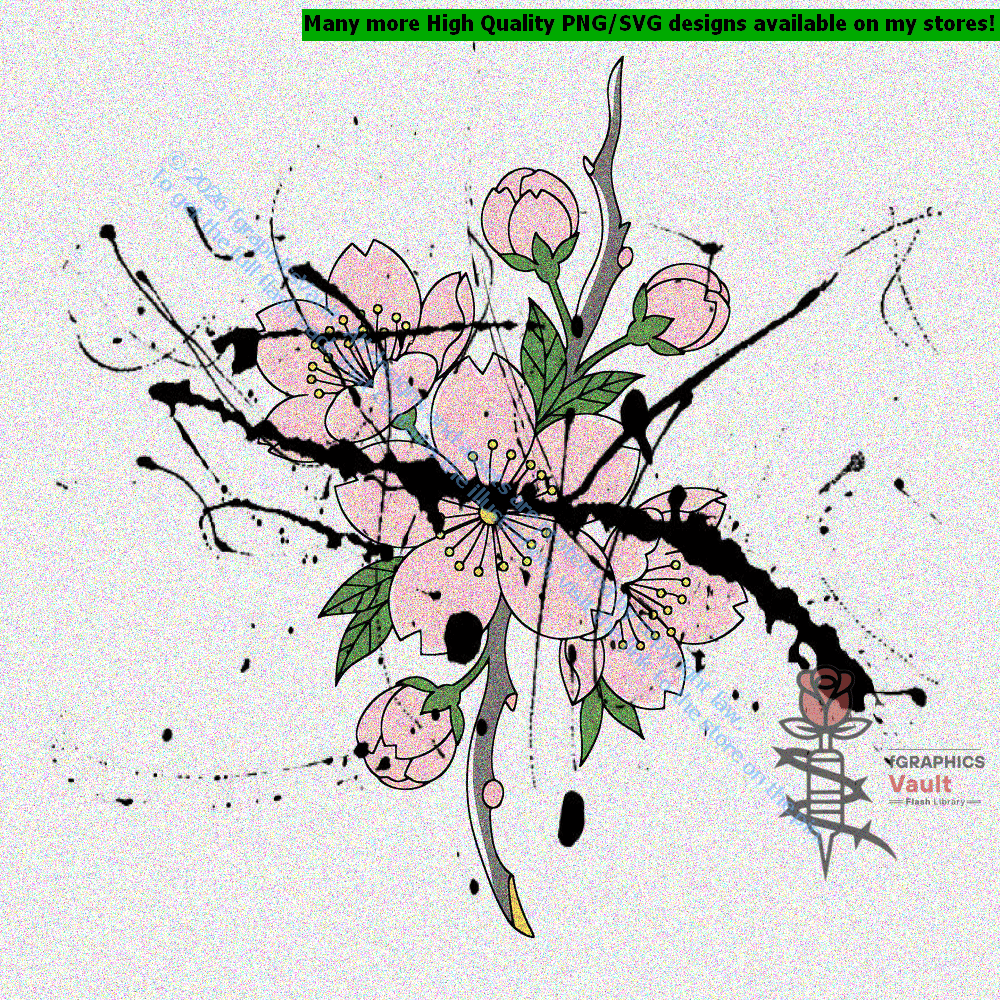 Collection of cherry blossom sakura tattoo flash designs featuring traditional Japanese irezumi artwork, floral motifs, and detailed tattoo reference illustrations.