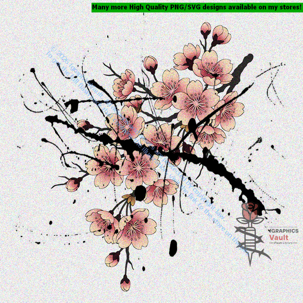 Collection of cherry blossom sakura tattoo flash designs featuring traditional Japanese irezumi artwork, floral motifs, and detailed tattoo reference illustrations.