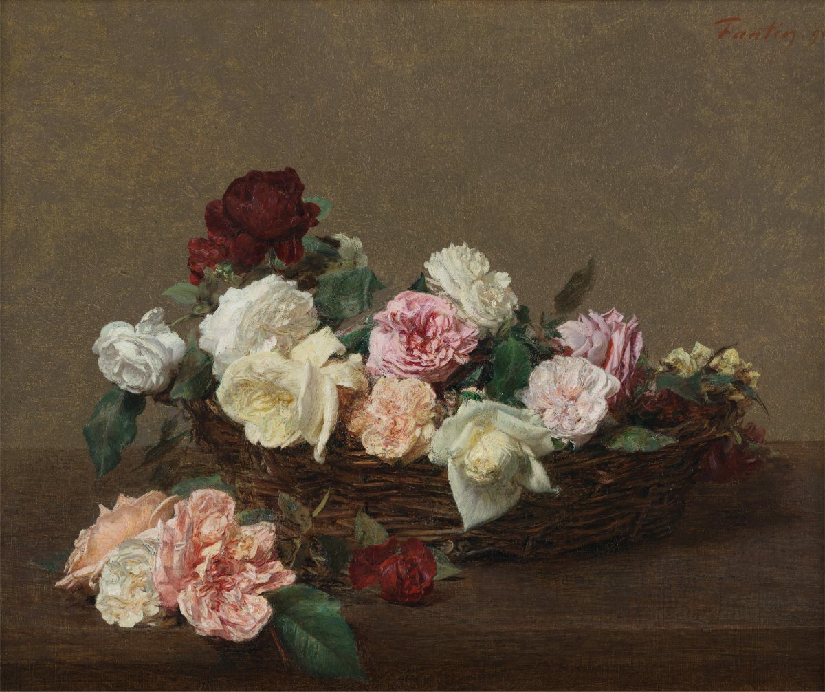 A Basket of Roses by Ignace Henri Theodore Fantin Latour