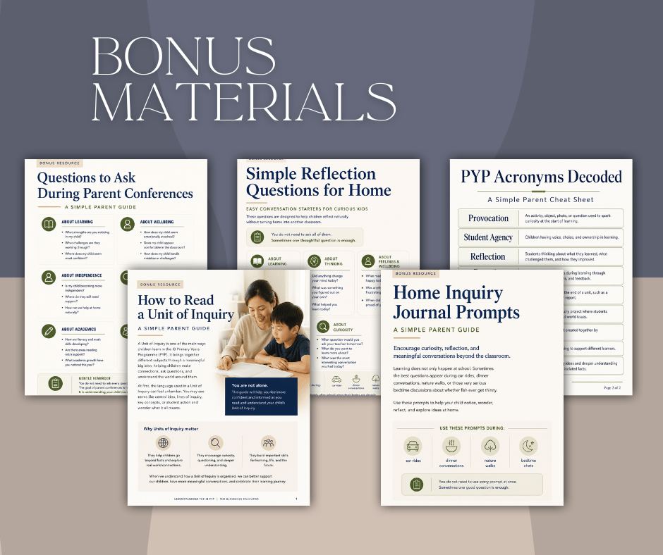 bonus materials display of the book Understanding the IB PYP