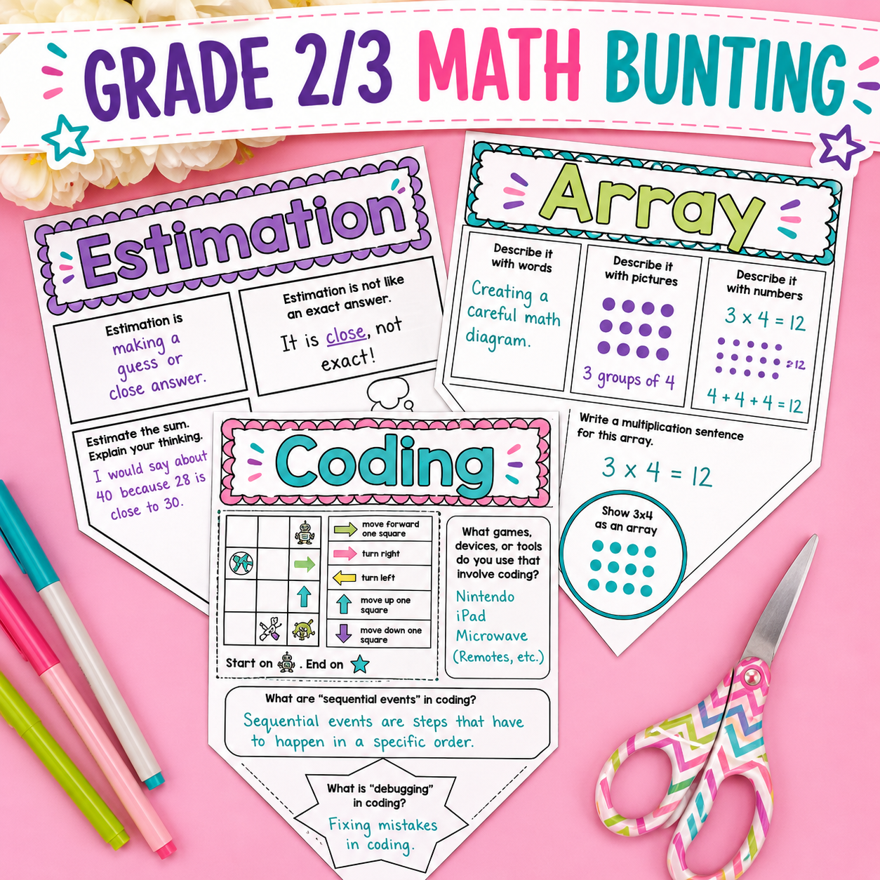 Math Terms Poster Bunting | Building Math Vocabulary & Communication Skills