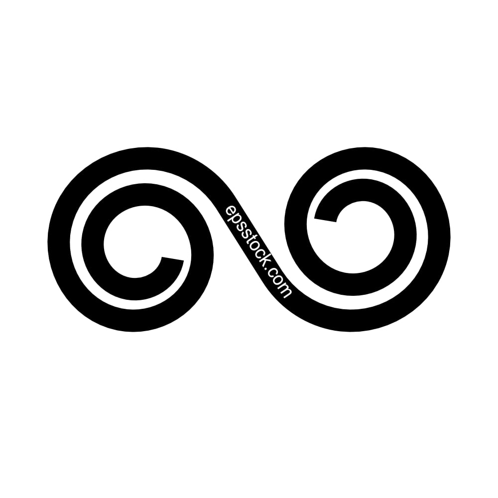 Double spiral symbol, black isolated vector silhouette