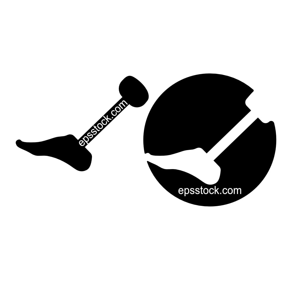 Prosthetics symbol, black isolated vector silhouette
