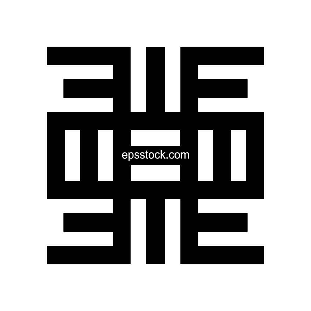 Nea Onnim symbol, black isolated vector silhouette