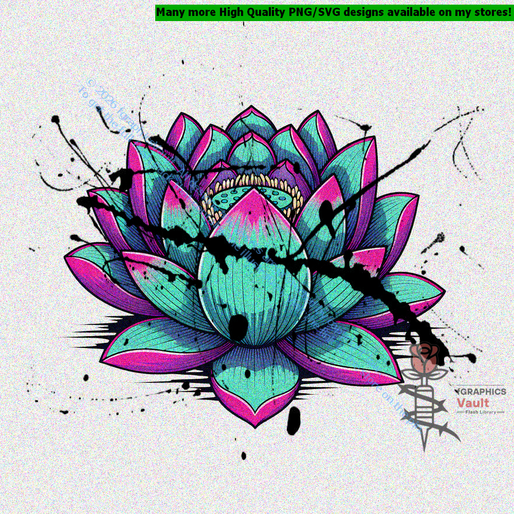 Collection of 60 Japanese lotus flower tattoo flash designs featuring traditional irezumi floral artwork, ornamental lotus motifs, and detailed tattoo reference illustrations.