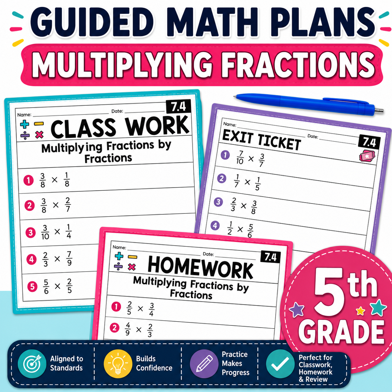 5th Grade Guided Math Multiplying Fractions | Lesson Plans, Small Groups & Activities