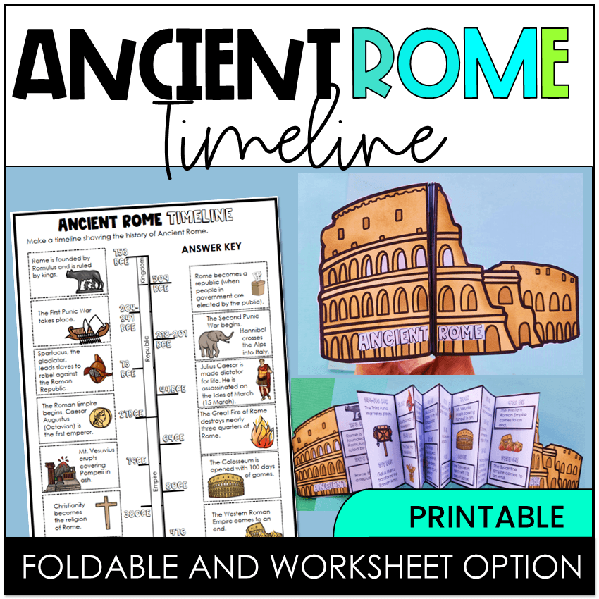 Ancient Rome foldable and worksheet timeline