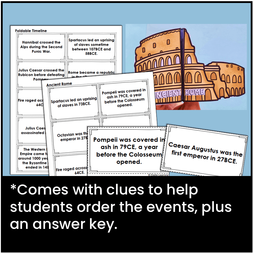 Comes with clues to help students order the events.