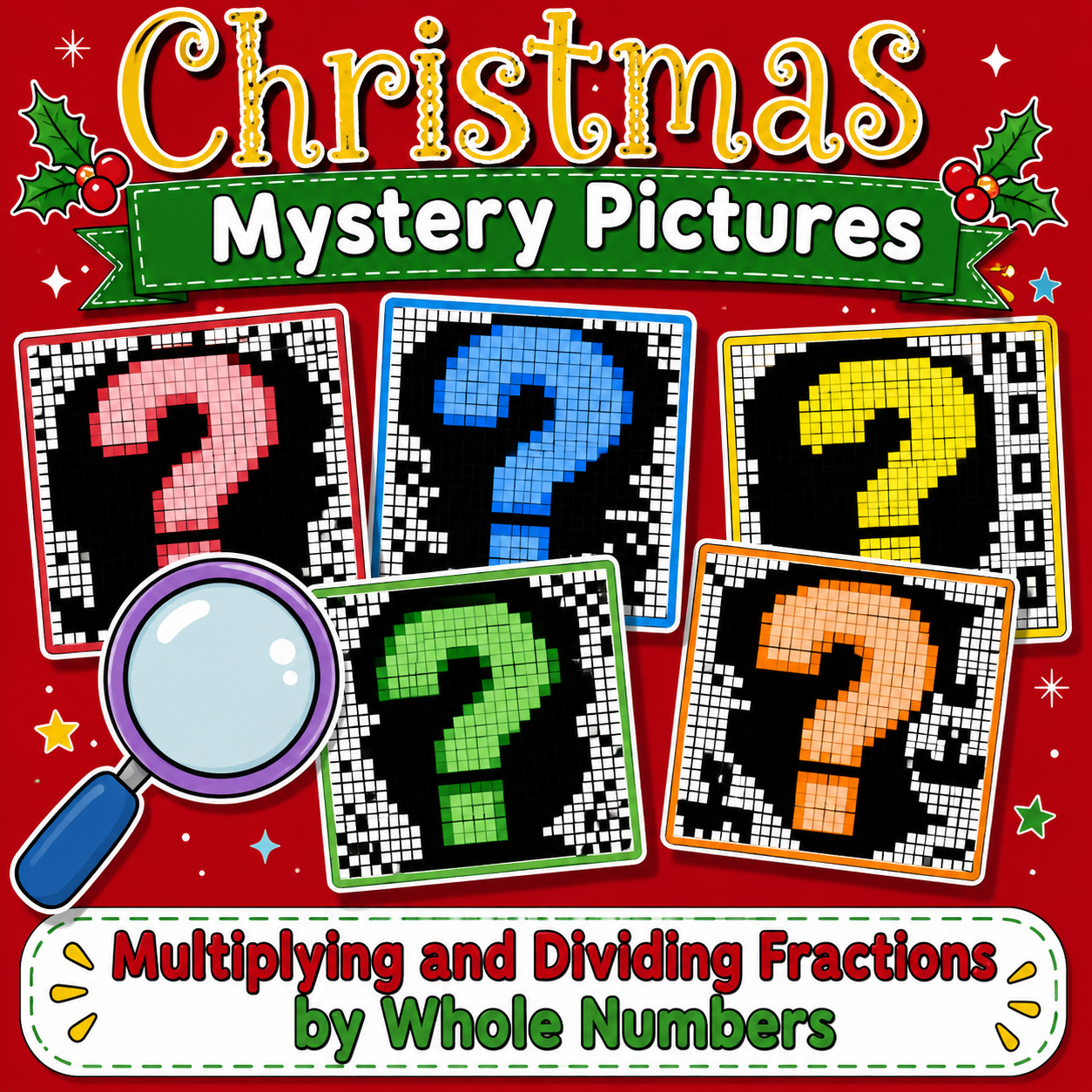 Christmas Math Project | Multiplying & Dividing Fractions Mystery Picture Pages