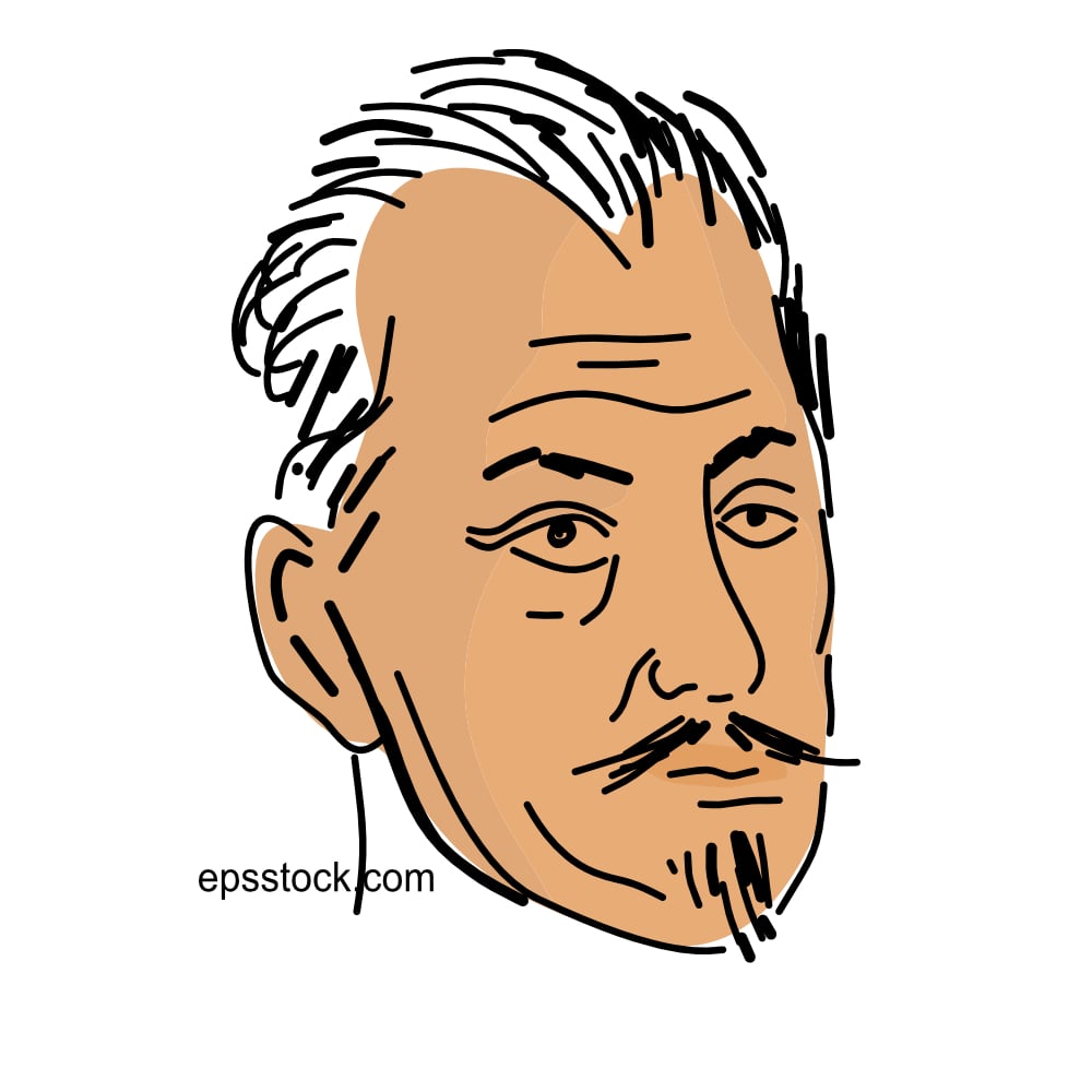Albrecht von Wallenstein portrait, color vector illustration
