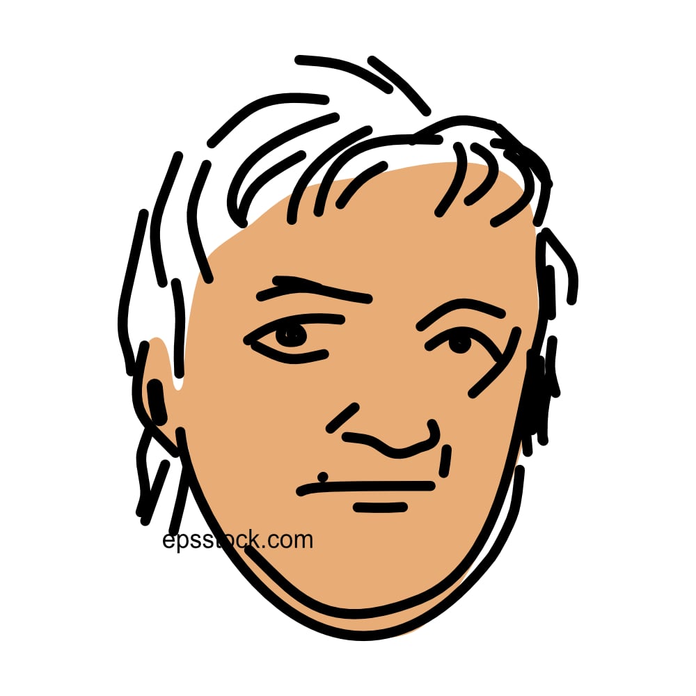 John Jacob Astor portrait, color vector illustration
