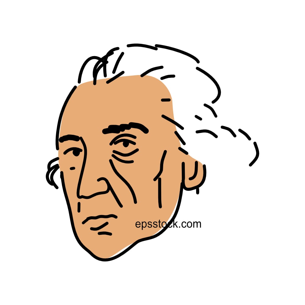 Frederick II portrait, color vector illustration