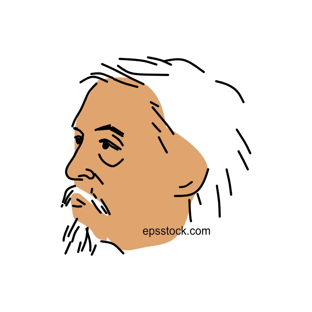 Thomas Nast portrait, color vector illustration