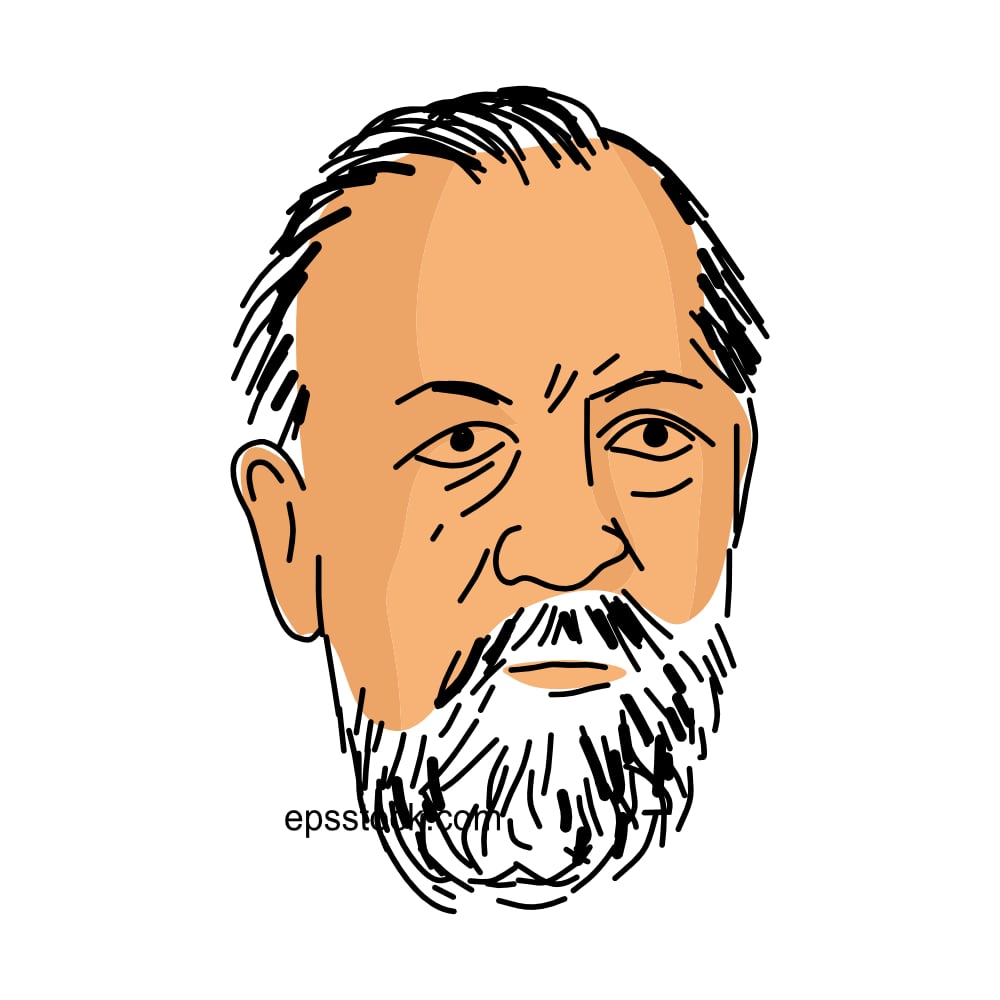 Nicolaus Otto Portrait, color vector illustration