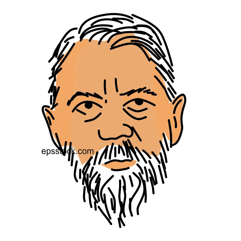 Max Weber Portrait, color vector illustration