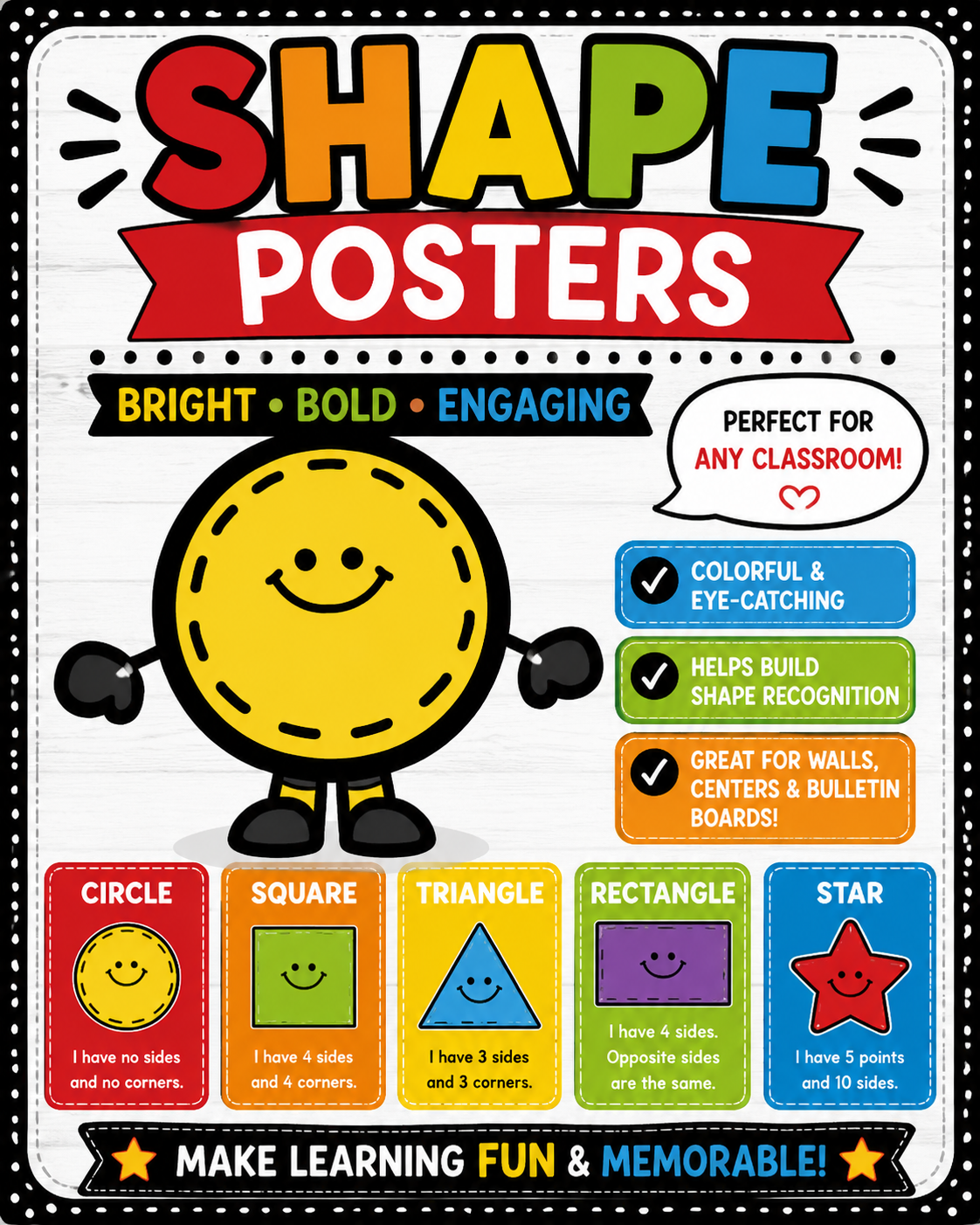 Types of Shapes Posters | Math Bulletin Board Signs for Pre-K & Kindergarten