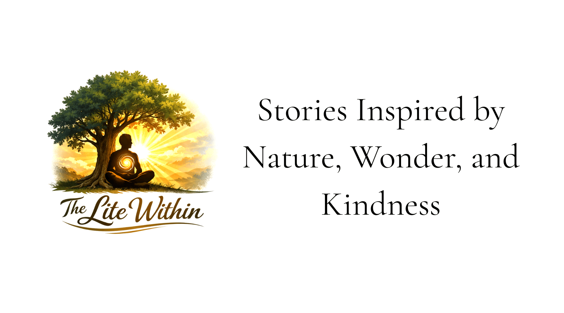 The Lite Within children’s bookstore banner featuring nature-inspired stories, magical forest imagery, kindness, mindfulness, and heartwarming adventures for children.
