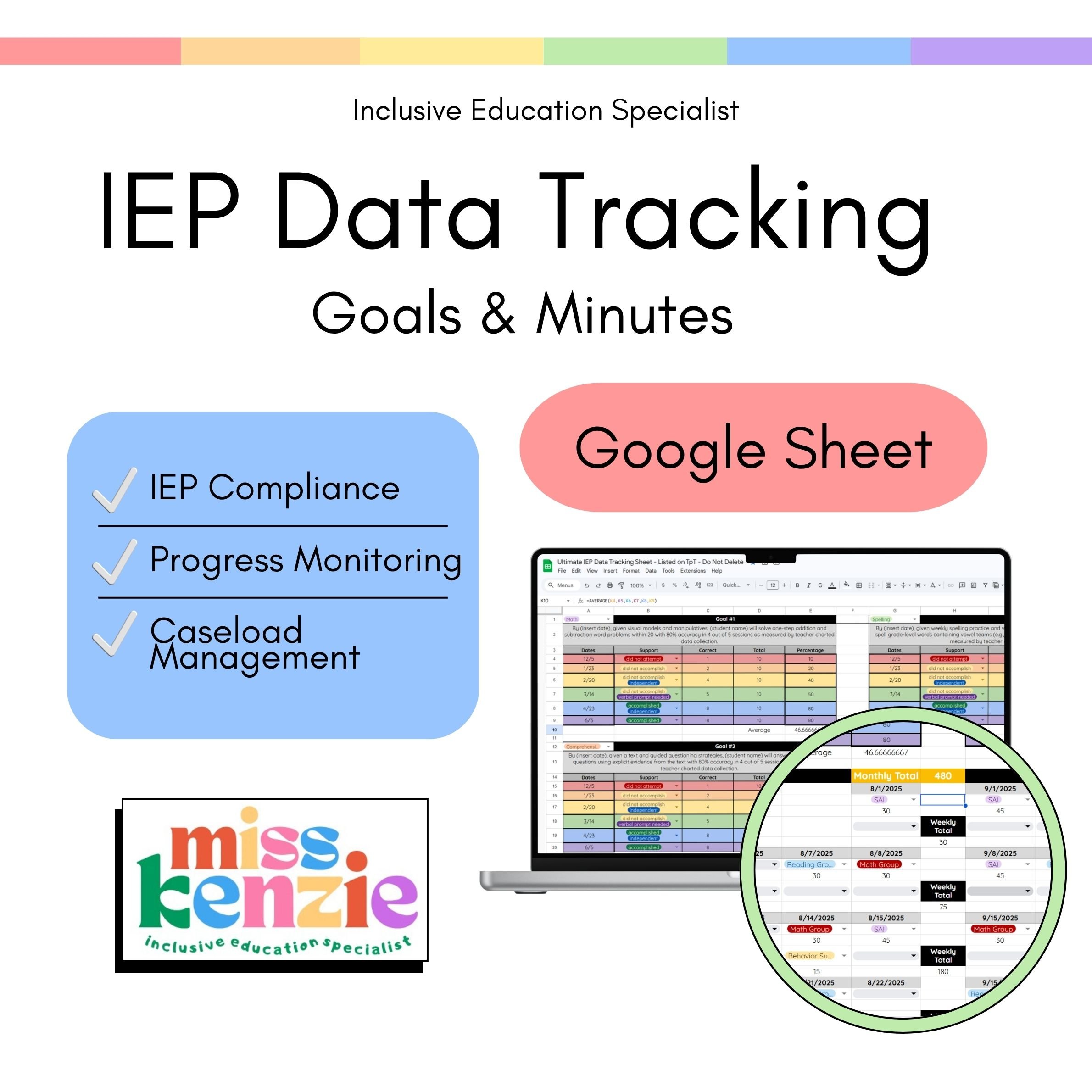 Ultimate IEP Data Tracking Google Sheet | Special Education Progress ...