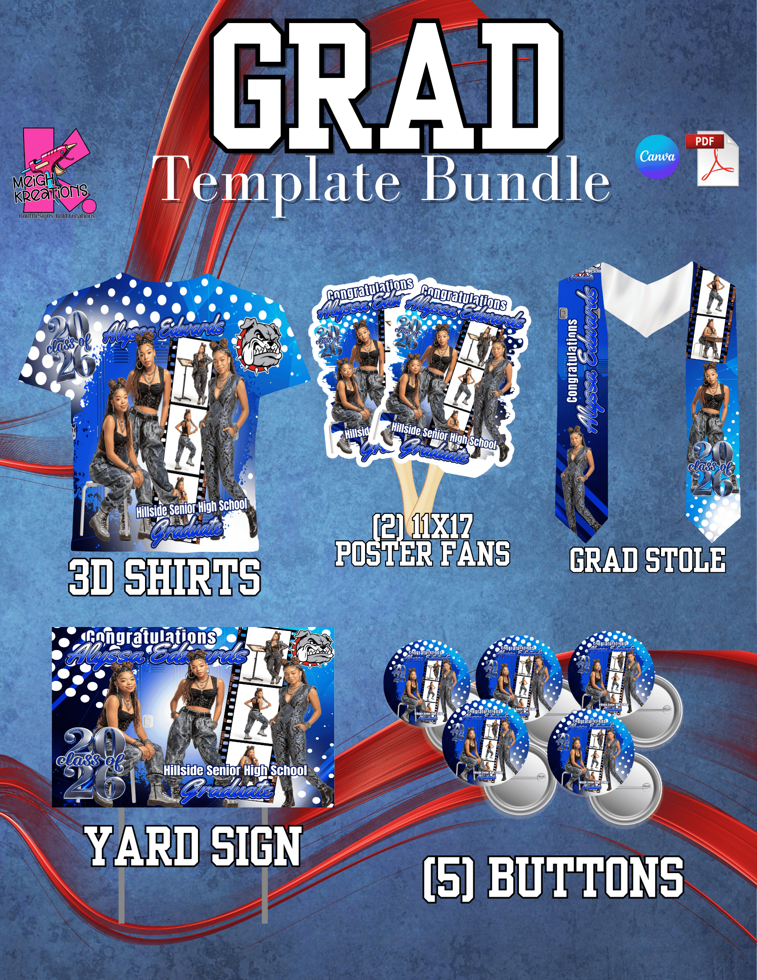 5 Piece Grad Template Bundle - Payhip