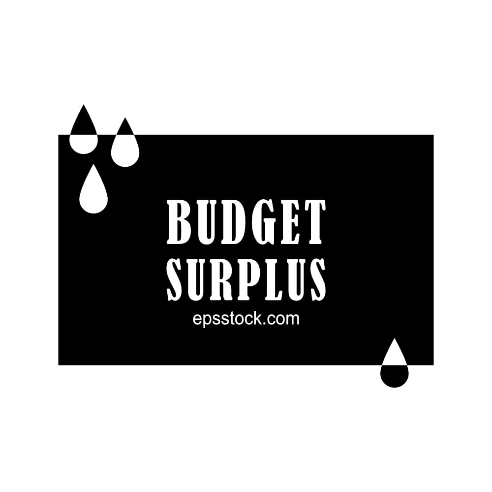Budget surplus symbol, black isolated vector silhouette