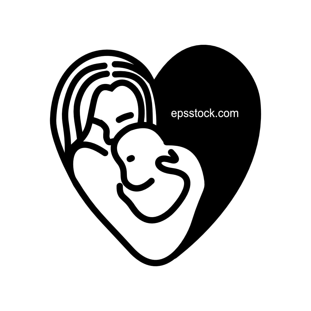 mother symbol, black isolated vector silhouette