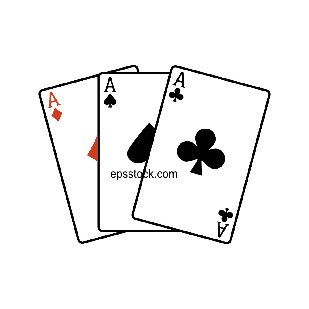 Three aces symbol, black isolated vector silhouette