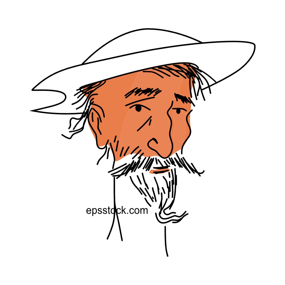 portrait of Don Quixote, color vector illustration