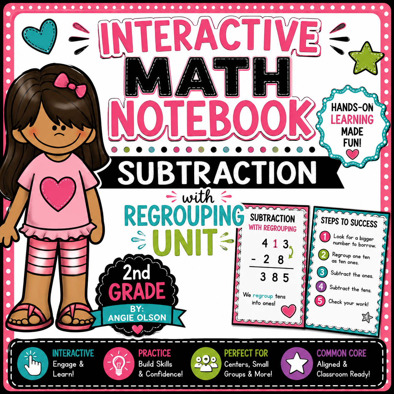 Subtraction with Regrouping | Second Grade Math Notebook Activities