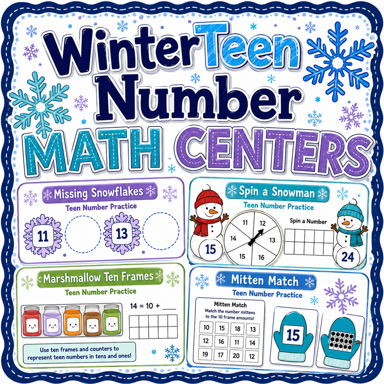 Teen Number Math Centers | Math Activities for Numbers 11–20
