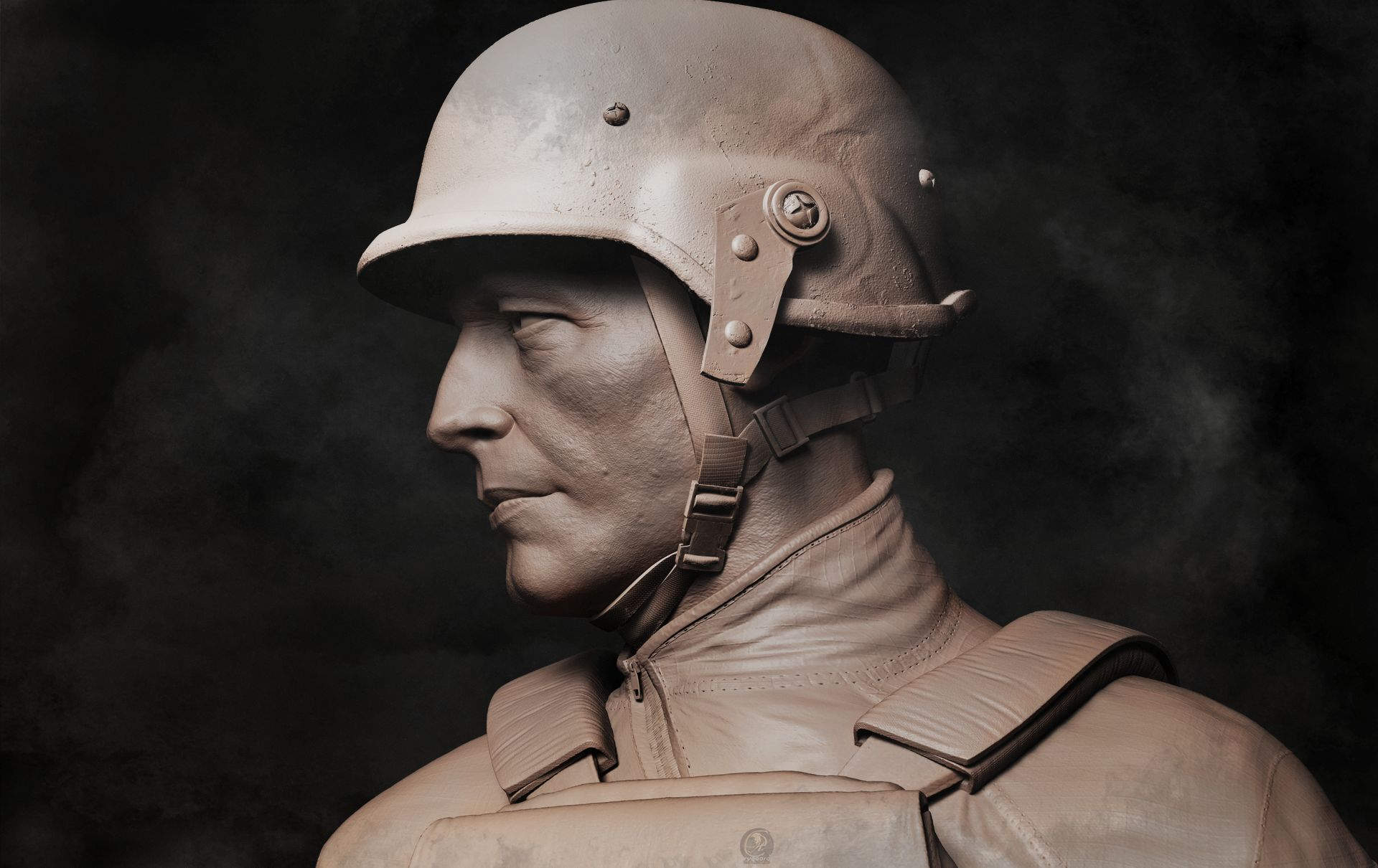 Sculpture of a Ukrainian sapper - made with Rygaard Brushes - 3DCoat