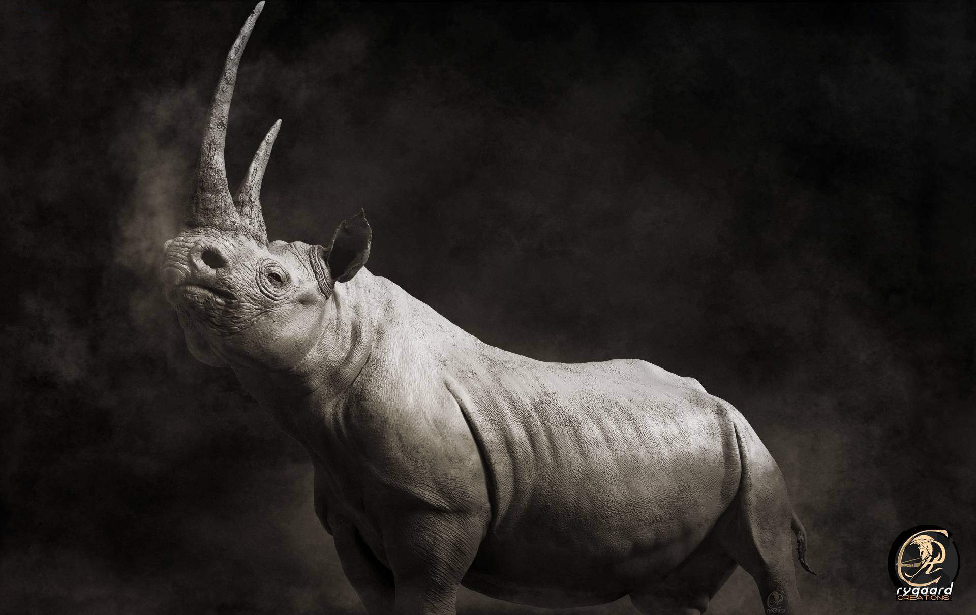 Sculpture of Black Rhino - made with Rygaard Brushes - 3DCoat