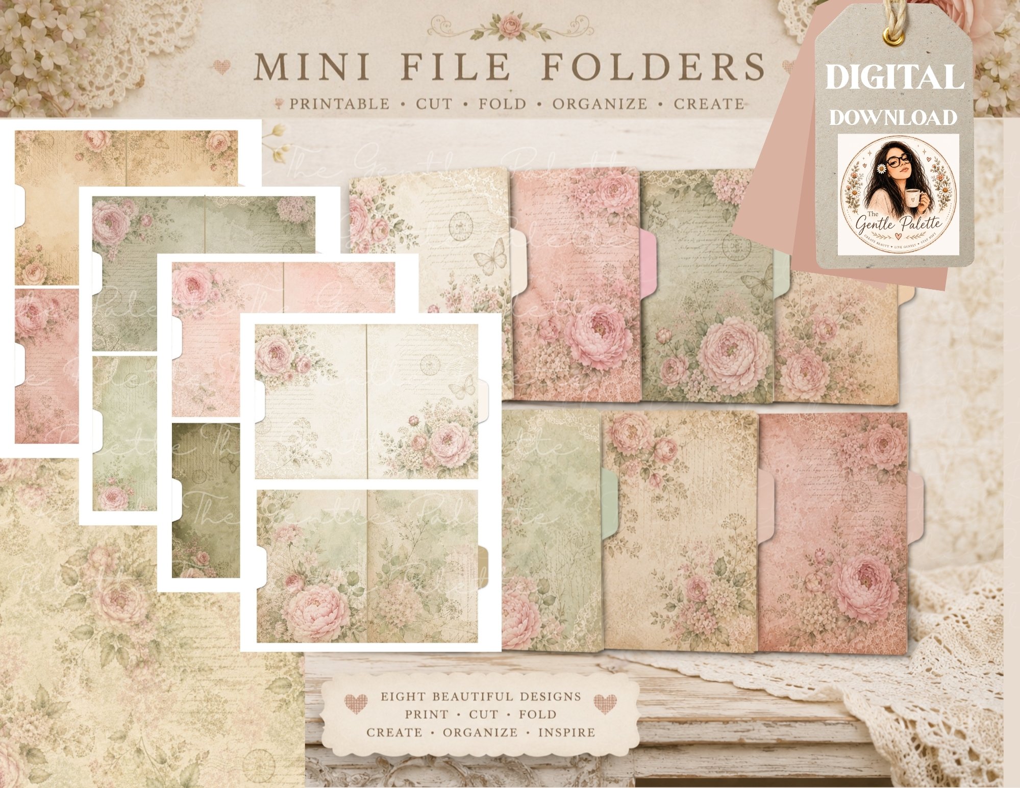 Romantic Sage & Dusty Rose File Folders Printable - Payhip