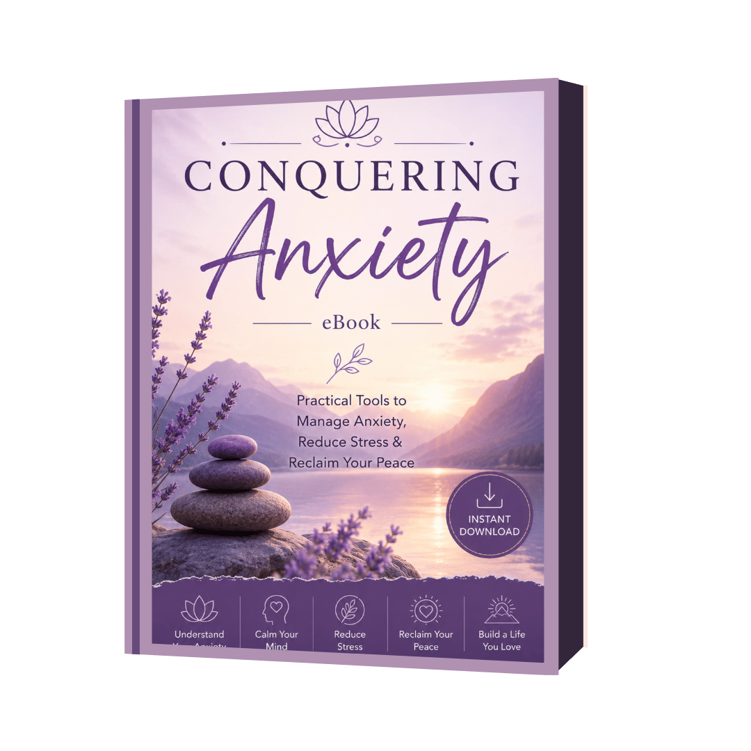 Understanding anxiety reflection pages, Breathing & calming exercises, CBT-inspired thought record pages, Trigger awareness journal, Coping toolkit & affirmations, Instant PDF download, workbook