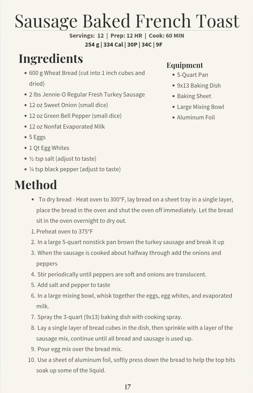 Sample recipe page