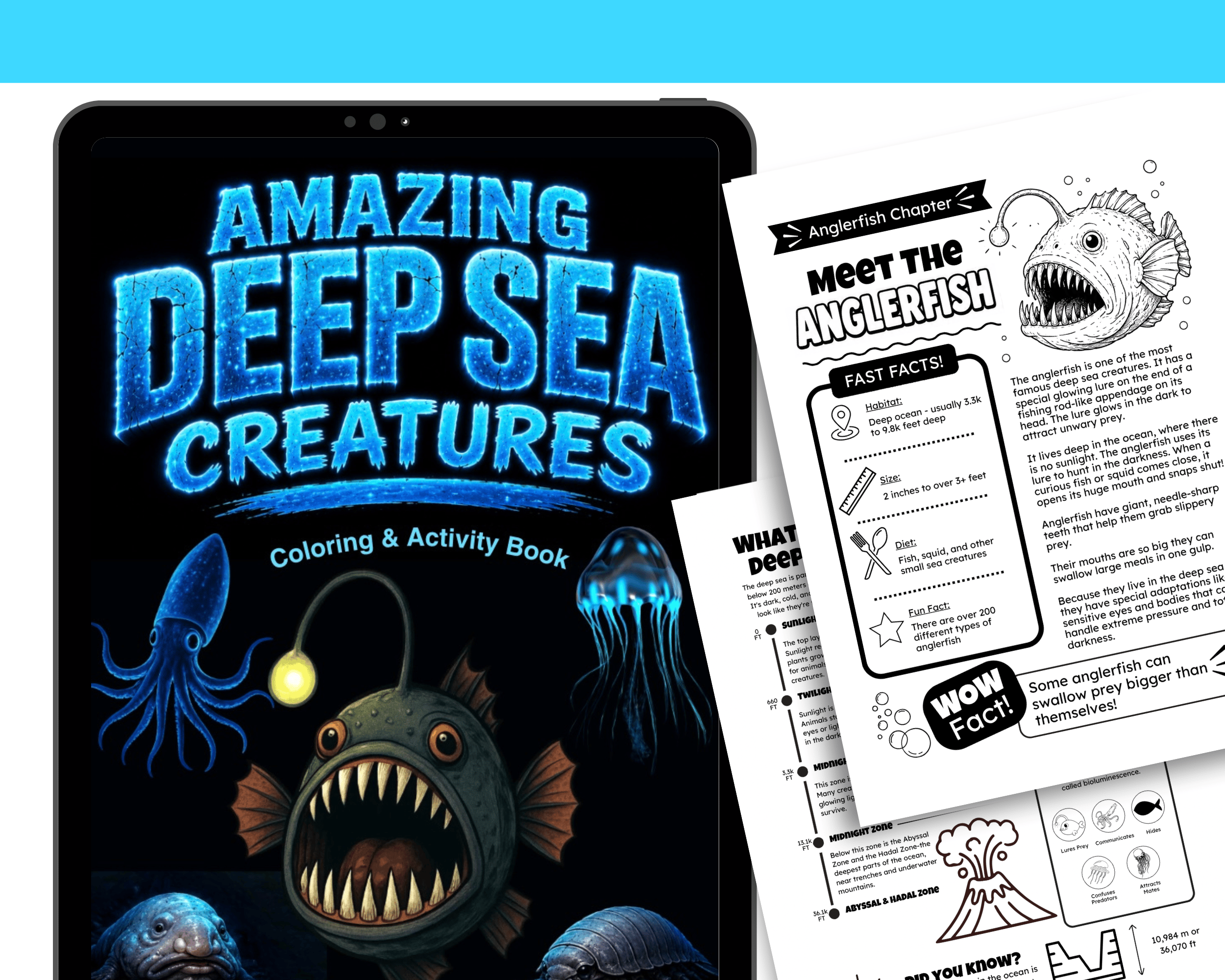 Amazing Deep Sea Creatures Coloring & Activity Book for Kids | Ocean ...