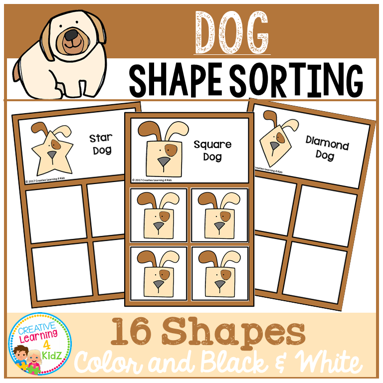Sorting Dogs Worksheet Dog Shape Sorting Mats – 16 Shapes Matching & Recognition Activity for Kids