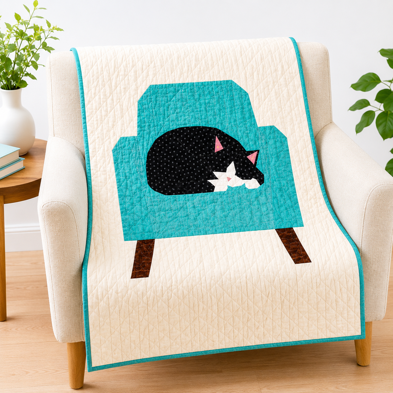Cat Chair Thief foundation paper piecing pattern quilt block