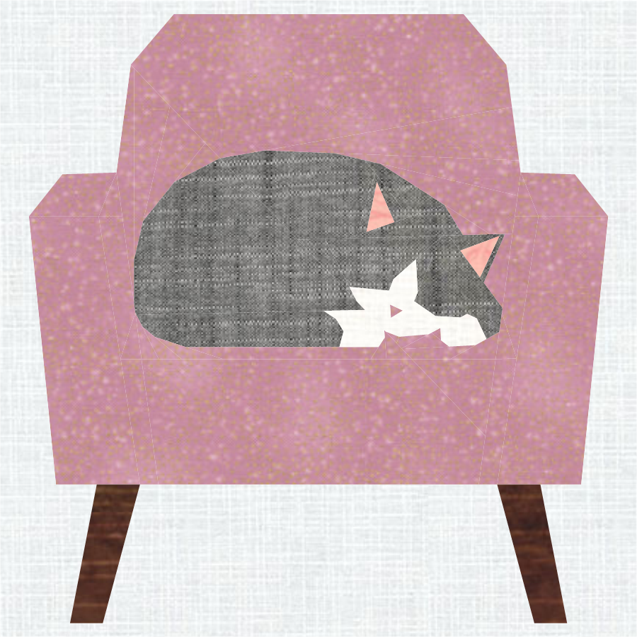 Cat Chair Thief foundation paper piecing pattern quilt block