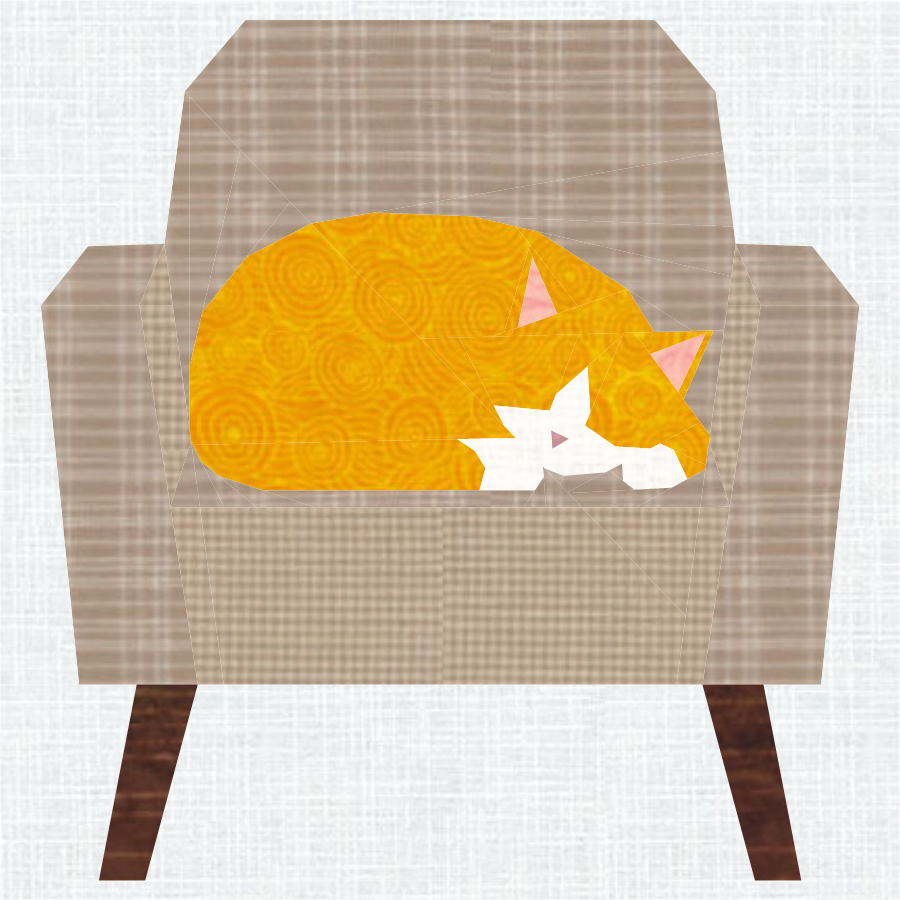 Cat Chair Thief foundation paper piecing pattern quilt block